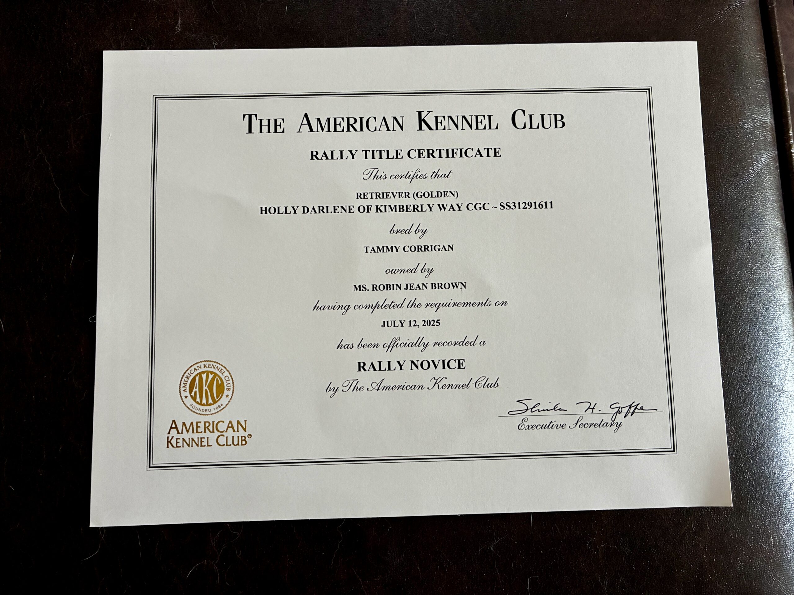 Holly’s AKC Title – Rally Novice